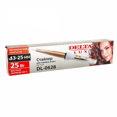 Стайлер для волос (плойка конусная) DELTA LUX DL-0628 белый с золотом