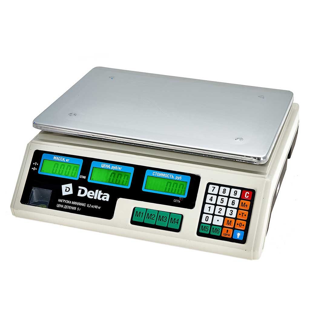 Весы до 40кг электронные торговые настольные Delta ТВН-40