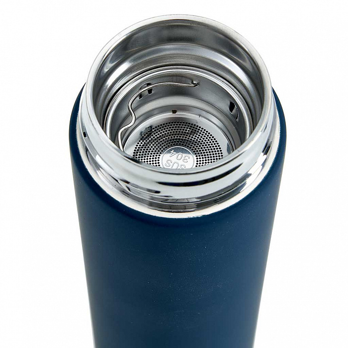 Термокружка 480 мл с ситечком для чая прорезиненная Webber BE-6050 синяя