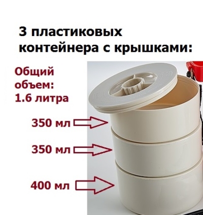 Термос для еды, 3 контейнера, 1.6 л + ПОДАРОК — изображение 2