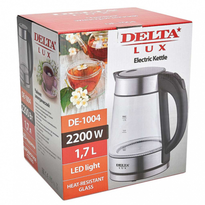 Чайник электрический 2200 Вт, 1,7 л DELTA LUX DE-1004 черный — изображение 5
