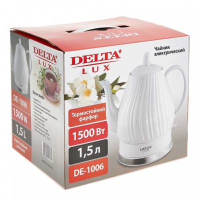 Чайник электрический 1500 Вт 1,5 л DELTA LUX DE-1006 белый — изображение 2