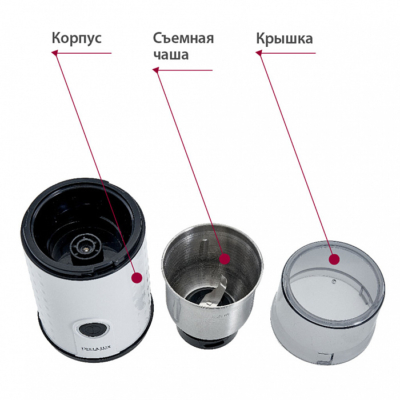 Кофемолка электрическая 250 Вт, 75 г DELTA LUX DE-2201 белая — изображение 7