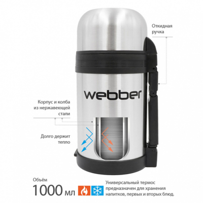 Термос универсальный 1000 мл WEВBER SST-1000P — изображение 3