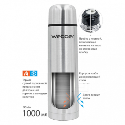 Термос 1000 мл WEВBER SS-1000P — изображение 3