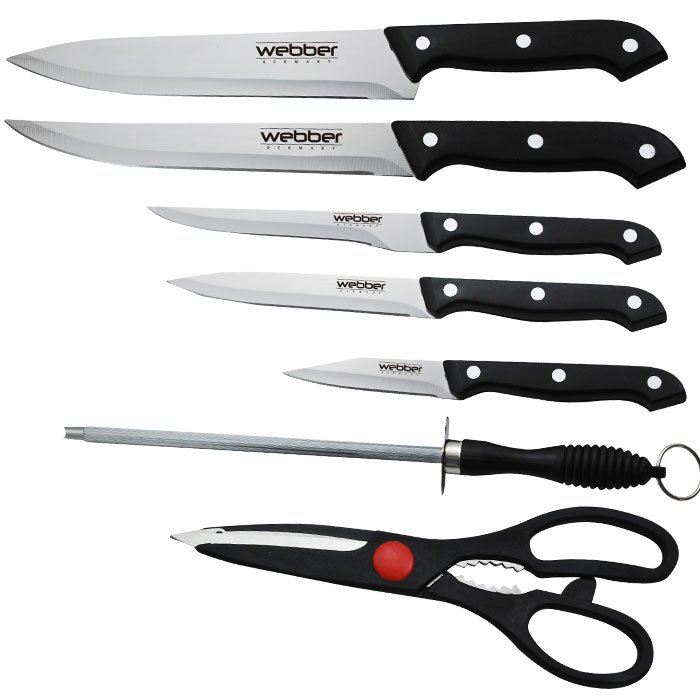 Набор ножей 7 предметов в блистере ВЕ-2236 черная ручка