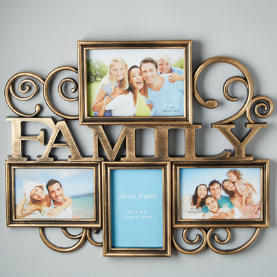 Фоторамка 46,5х38cм на 4 фотографии С31-004 "FAMILY" темное золото — изображение 1