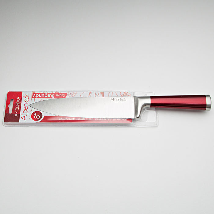 Нож 20,3 см большой поварской Alpenkok AK-2080/A "Burgundy" с красной ручкой