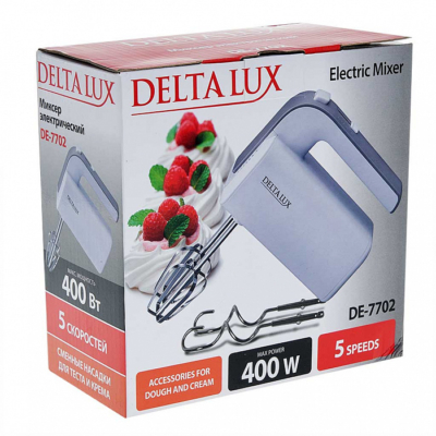 Миксер электрический 400 Вт DELTA LUX DE-7702 белый с серым — изображение 6