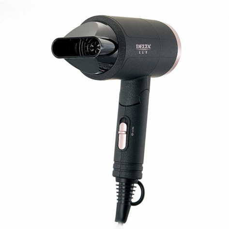 Фен 1400 Вт DELTA LUX DL-0942 черный с розовым
