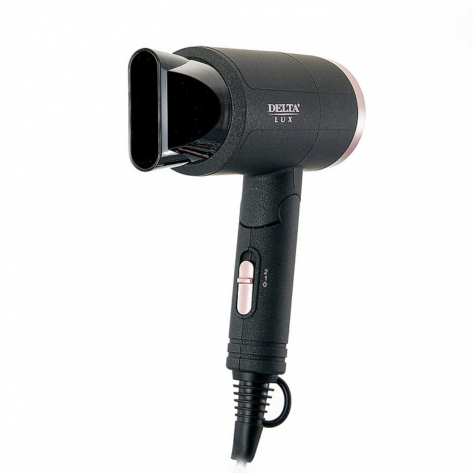 Фен 1400 Вт DELTA LUX DL-0942 черный с розовым