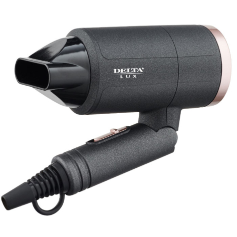 Фен 1400 Вт DELTA LUX DL-0942 черный с розовым