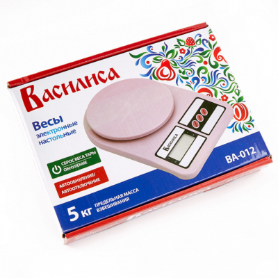 Весы электронные настольные 5 кг ВАСИЛИСА ВА-012 сиреневые — изображение 2