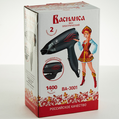 Фен 1400 Вт ВАСИЛИСА ВА-3001 черный с красным — изображение 3