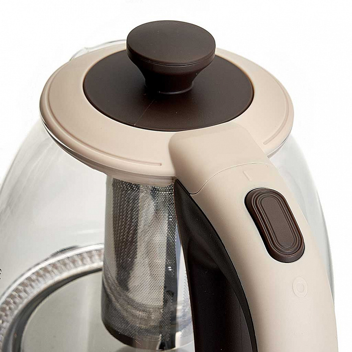Чайник электрический 1100 Вт, 1 л DELTA LUX DE-1005 бежевый, фильтр для чая, функция поддержания температуры