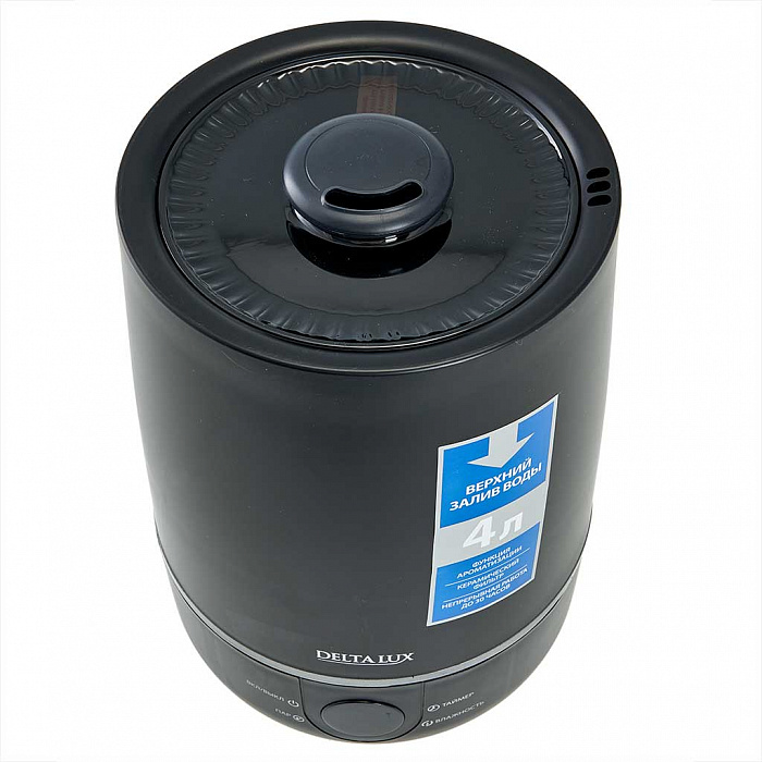 Увлажнитель воздуха ультразвуковой 30 Вт, 4 л, с керамическим фильтром DELTA LUX DE-3705 черный