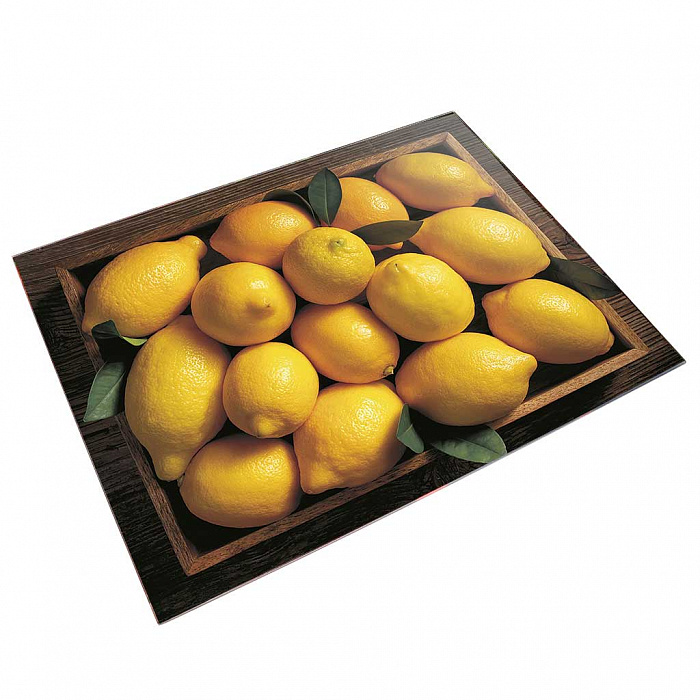 Доска разделочная 30×40 см стеклянная ДВ7-014 "Ящик с лимонами"