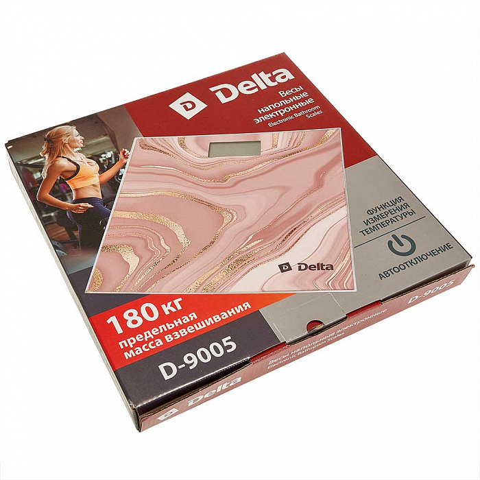 Весы 180 кг 30×30 см электронные напольные DELTA D-9005 "Розовый камень"