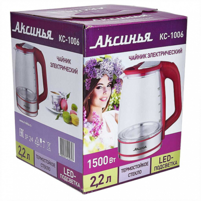 Чайник электрический 1500 Вт, 2,2 л АКСИНЬЯ КС-1006 красный — изображение 3