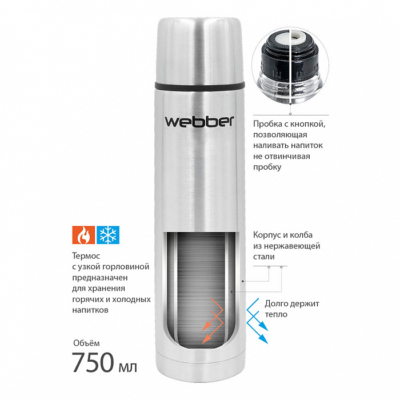 Термос 750 мл WEВBER SSK-750P — изображение 3