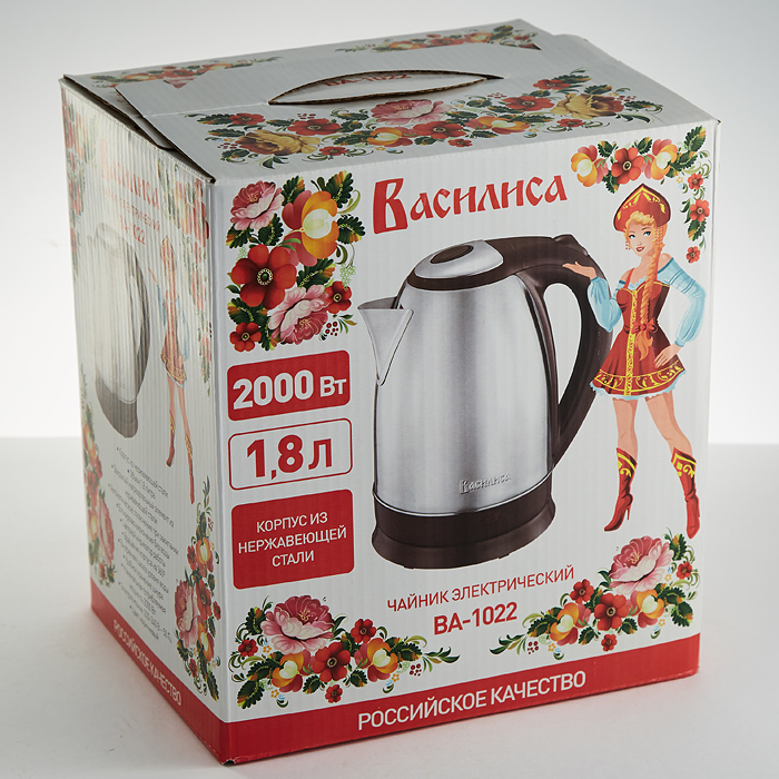 Чайник электрический 2000 Вт, 1.8 л ВАСИЛИСА ВА-1022 коричневый