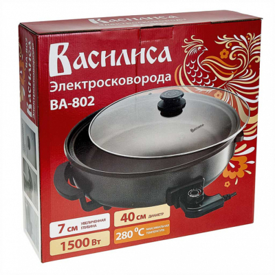 Электросковорода 1500 Вт ВАСИЛИСА диаметр 40 см, глубина 7 см ВА-802 — изображение 2