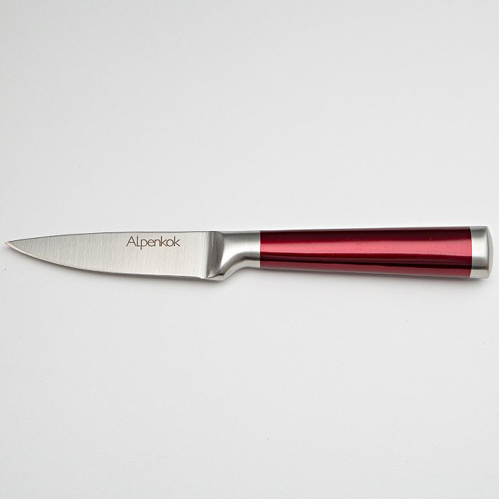 Нож 8,9 см для чистки овощей Alpenkok AK-2080/E "Burgundy" с красной ручкой
