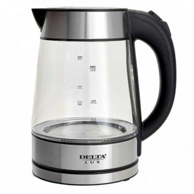 Чайник электрический 2200 Вт, 1,7 л DELTA LUX DE-1004 черный — изображение 1