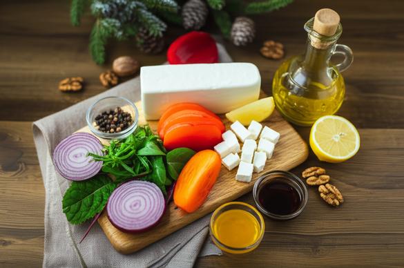 новогодний салат с хурмой