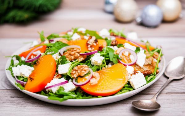 праздничный салат с хурмой