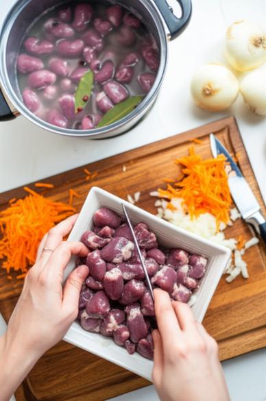  салат с куриными сердечками