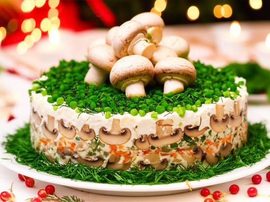  слоеный салат с грибами