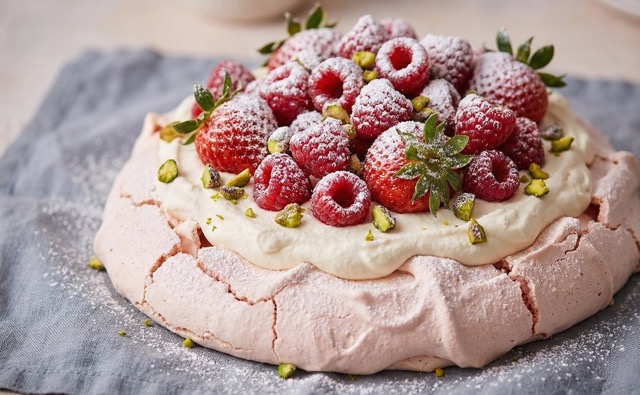 Украшаем торт с малиной