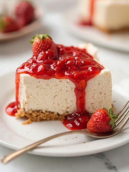  чизкейк с желе и клубникой