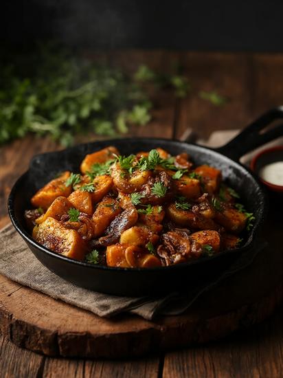  картошка с грибами на сковороде