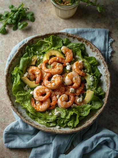  легкий салат с авокадо и креветками