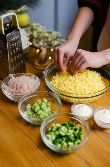 новогодний салат Змейка