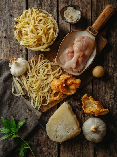 паста с курицей в сливочном соусе