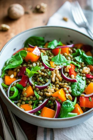  салат с чечевицей и овощами