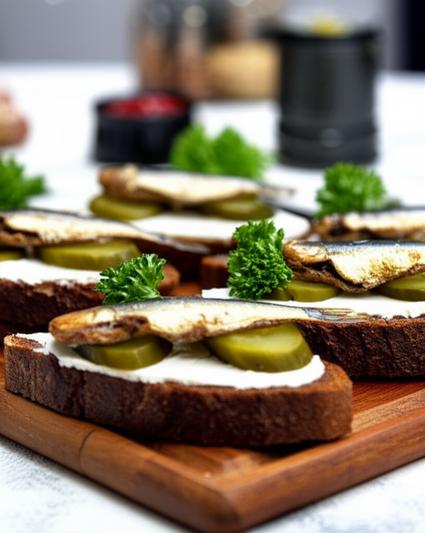 шпроты на черном хлебе