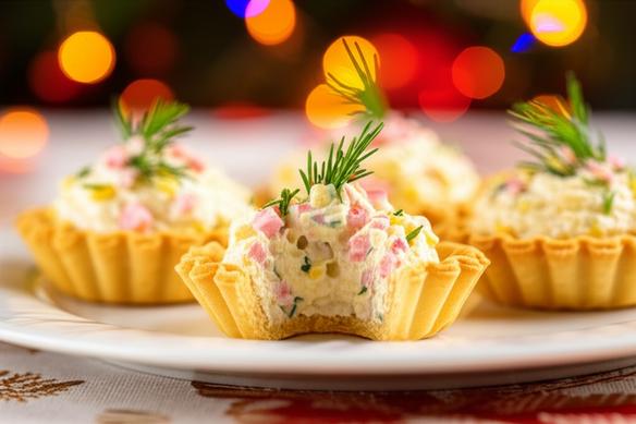 тарталетки с крабовыми палочками и плавленым сыром