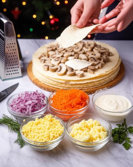  торт из сельди на Новый год