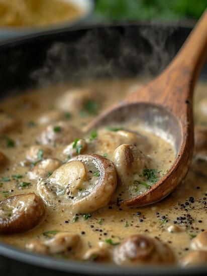  жареные шампиньоны в сметане