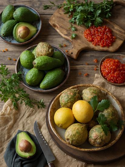 авокадо с красной икрой