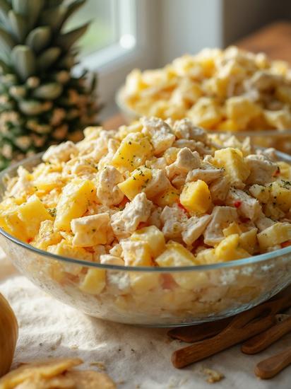 рецепт салата с курицей ананасом сыром