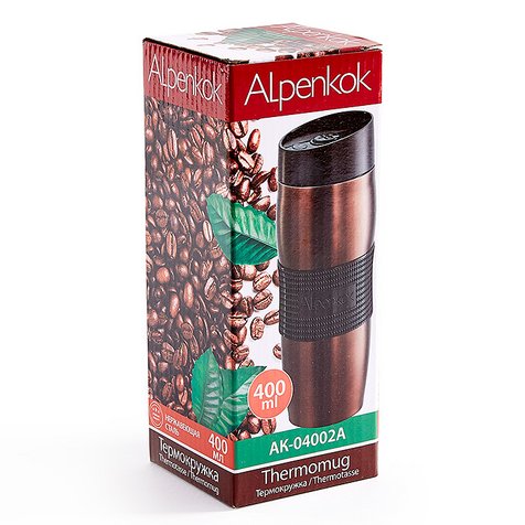 Термокружка вакуумная 400 мл Alpenkok AK-04002A коричневая — изображение 4