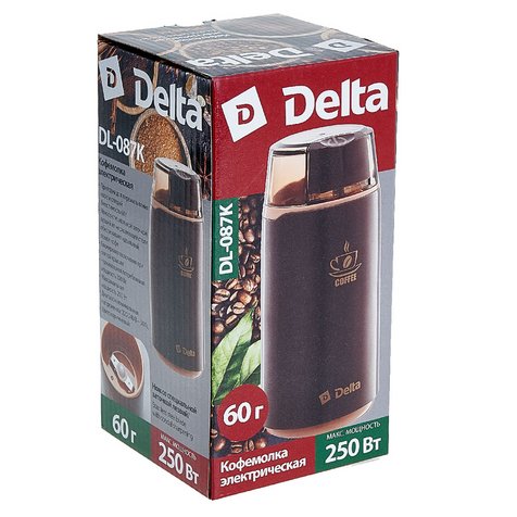 Кофемолка электрическая 250 Вт, 60 г DELTA DL-087К коричневая — изображение 5