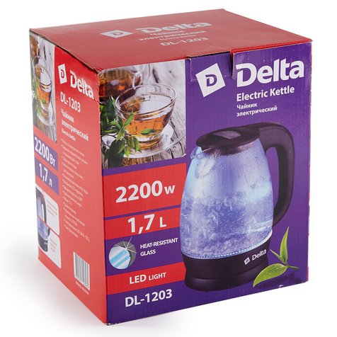 Чайник электрический 2200 Вт, 1,7 л DELTA DL-1203 фиолетовый — изображение 2
