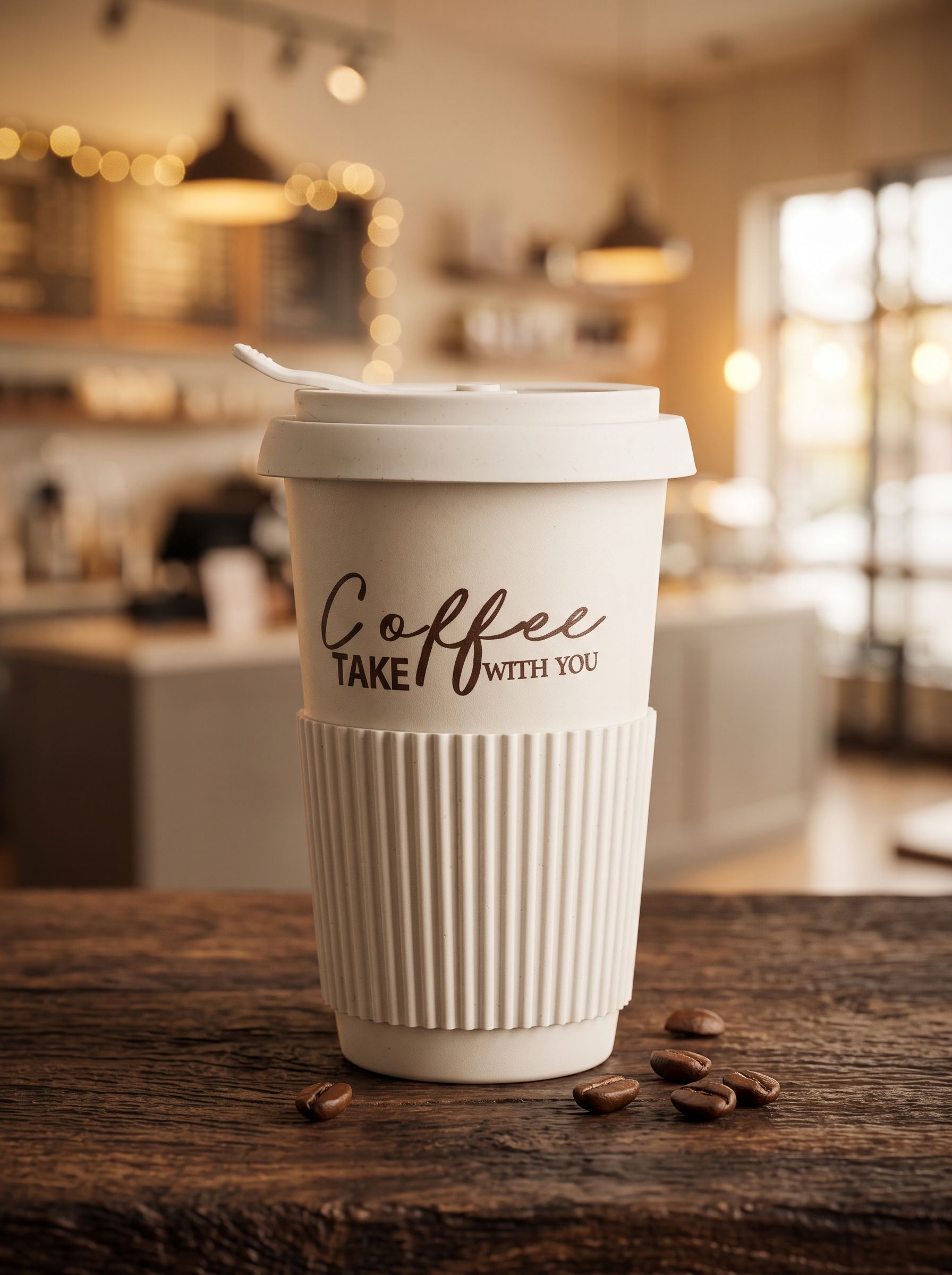 Стакан для кофе и чая с крышкой фарфоровый Coffee, кружка с силиконовым держателем 450 мл, белый — изображение 6